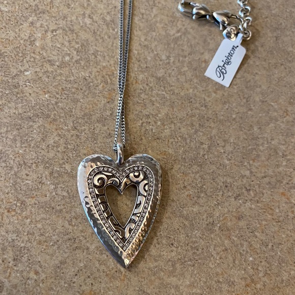 Brighton ANDALUZ Convertible Silver Heart Necklace With Crystal Rhinestones NWT - Picture 4 of 10